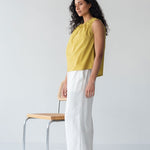 Organic Cotton Drawstring Blouse in Chartreuse - Esse-XXS--