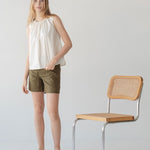 Organic Cotton Drawstring Blouse in Vanilla Mist - Esse-XXS--