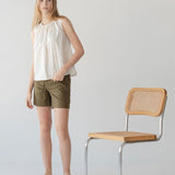 Organic Cotton Drawstring Blouse in Vanilla Mist - Esse-XXS--