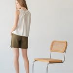 Organic Cotton Drawstring Blouse in Vanilla Mist - Esse-XXS--