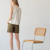 Organic Cotton Drawstring Blouse in Vanilla Mist - Esse-XXS--