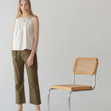 Organic Cotton Drawstring Blouse in Vanilla Mist - Esse-XXS--