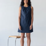 Organic Cotton Drawstring Dress - Esse-Nautical Blue-XXS-