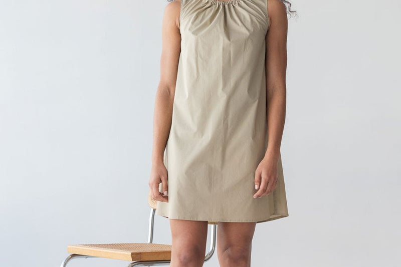 Organic Cotton Drawstring Dress - Esse-Warm Sand-XXS-