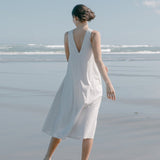 Organic Cotton Halter Dress (Archived) - Esse-Glacier Grey-XS-