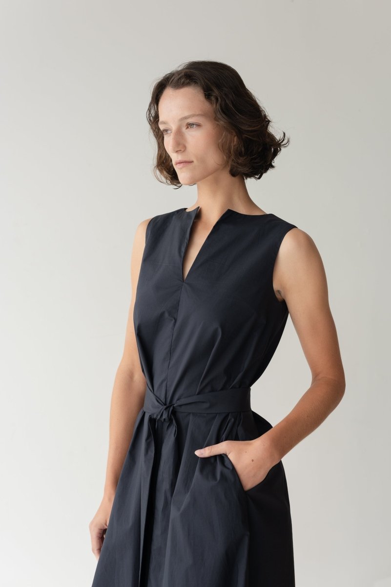 Organic Cotton Maxi Dress - Esse-Black-XS-