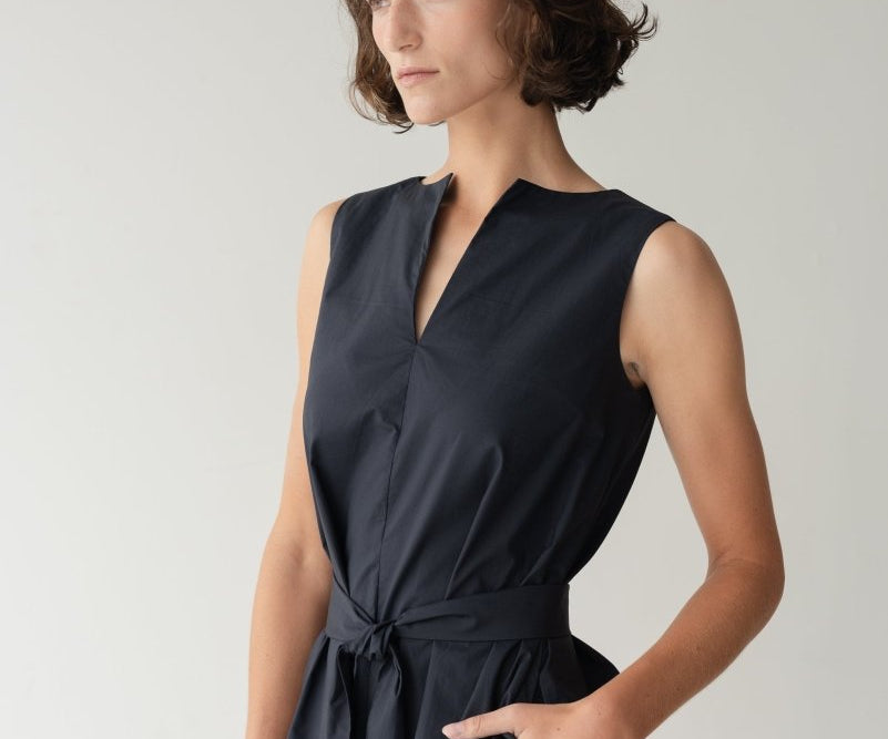Organic Cotton Maxi Dress - Esse-Black-XS-