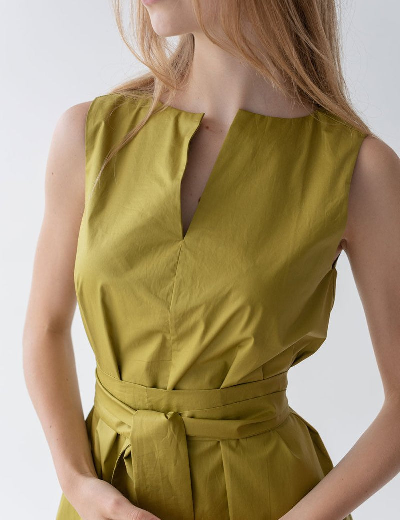 Organic Cotton Maxi Dress - Esse-Chartreuse-XS-