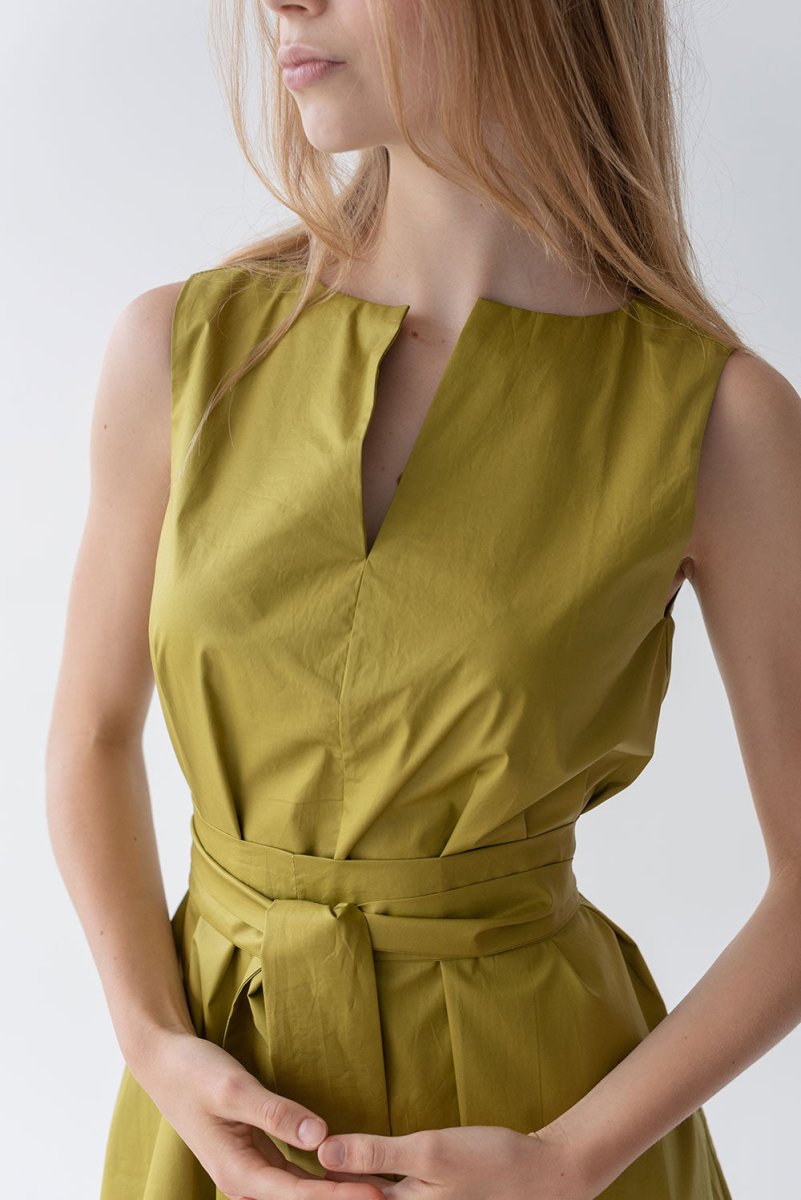Organic Cotton Maxi Dress - Esse-Chartreuse-XS-