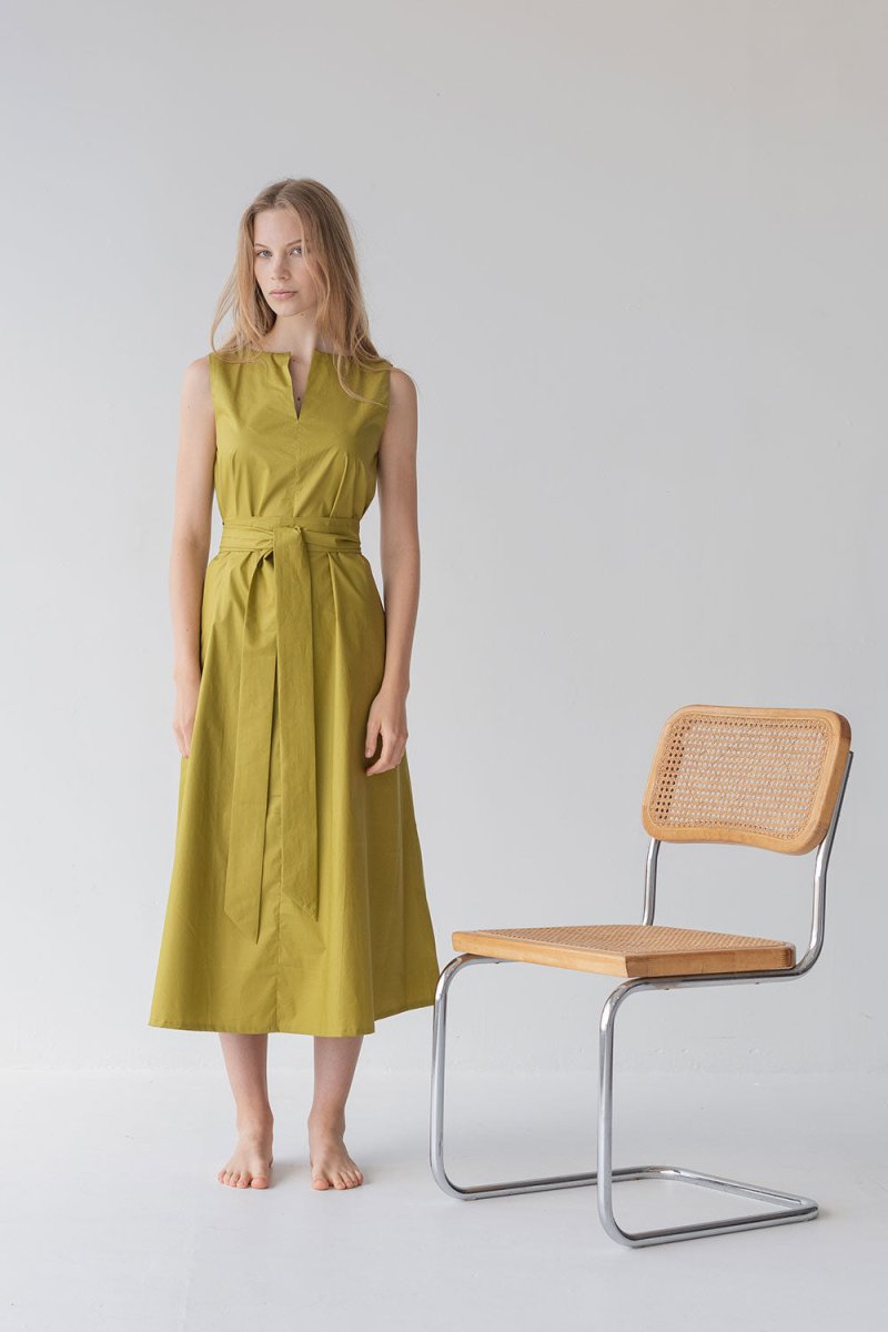 Organic Cotton Maxi Dress - Esse-Chartreuse-XS-