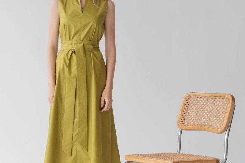 Organic Cotton Maxi Dress - Esse-Chartreuse-XS-