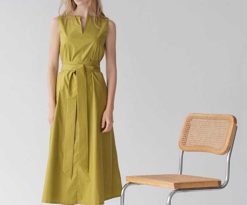 Organic Cotton Maxi Dress - Esse-Chartreuse-XS-