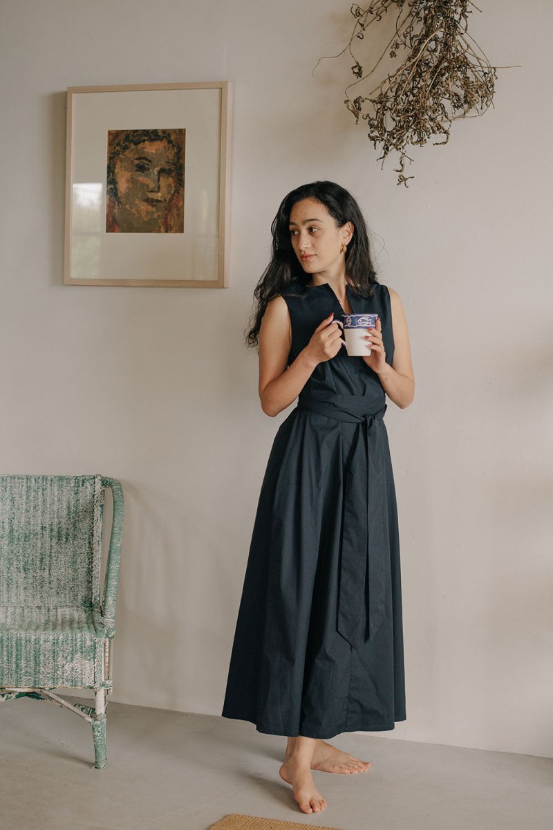 Organic Cotton Maxi Dress - Esse-Nautical Blue-XS-