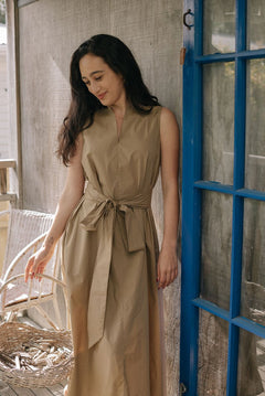 Organic Cotton Maxi Dress - Esse-Terracotta-XS-