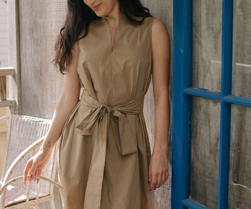 Organic Cotton Maxi Dress - Esse-Terracotta-XS-