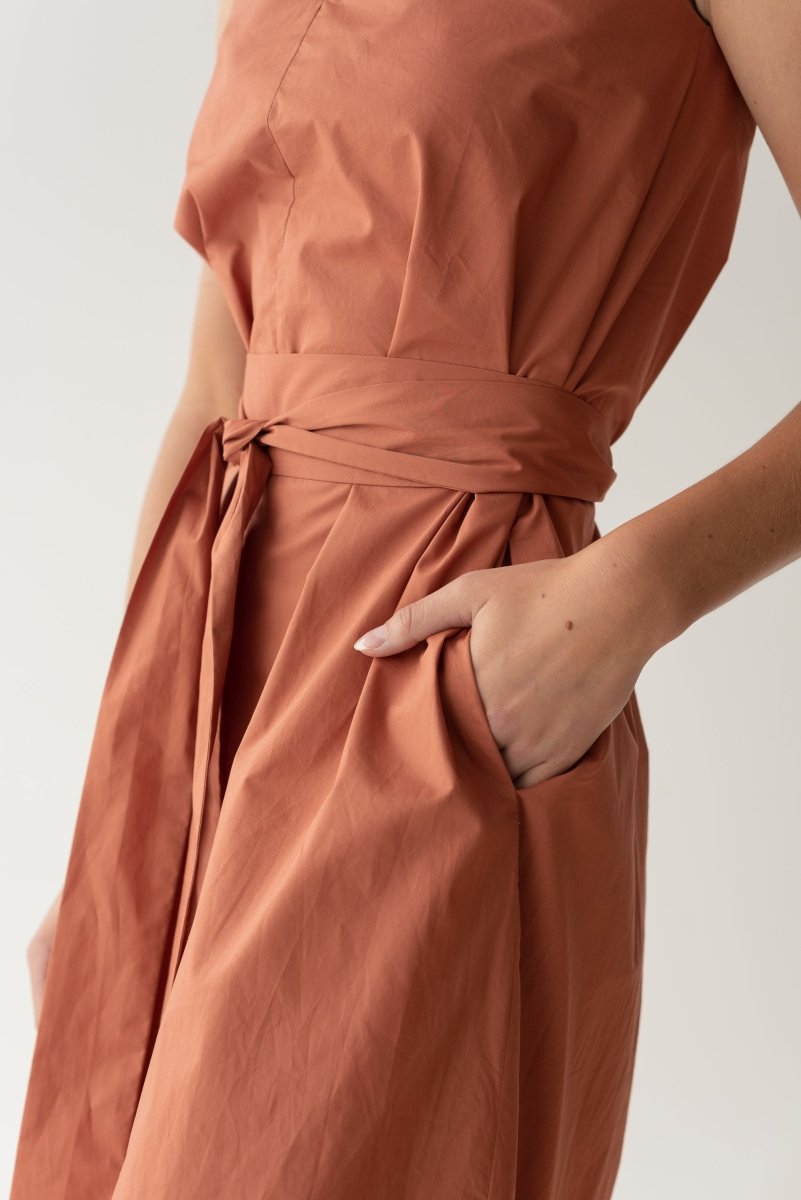 Organic Cotton Maxi Dress - Esse-Terracotta-XS-