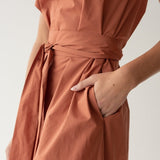 Organic Cotton Maxi Dress - Esse-Terracotta-XS-