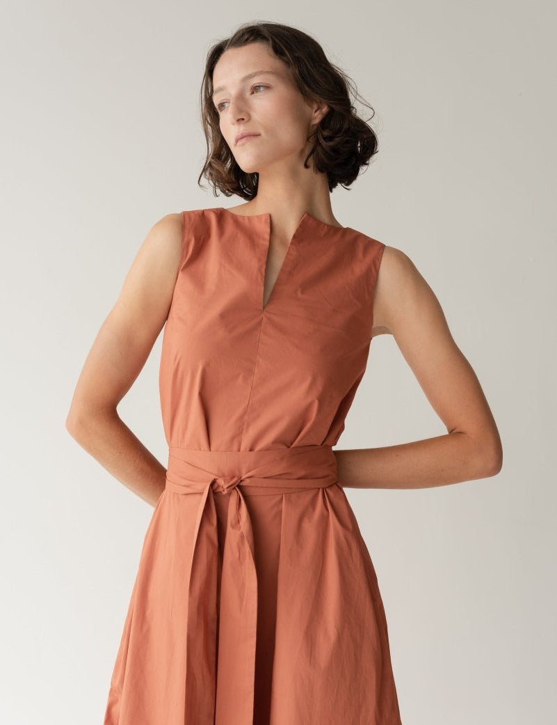 Organic Cotton Maxi Dress - Esse-Terracotta-XS-