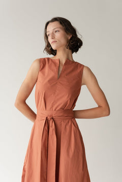 Organic Cotton Maxi Dress - Esse-Terracotta-XS-
