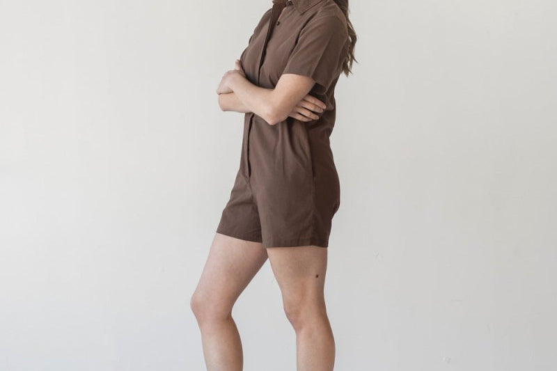 Organic Cotton Romper - Esse-Mocha-XXS-