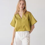 Organic Cotton Sleeved Top - Esse-Chartreuse-XXS-