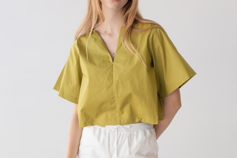 Organic Cotton Sleeved Top - Esse-Chartreuse-XXS-