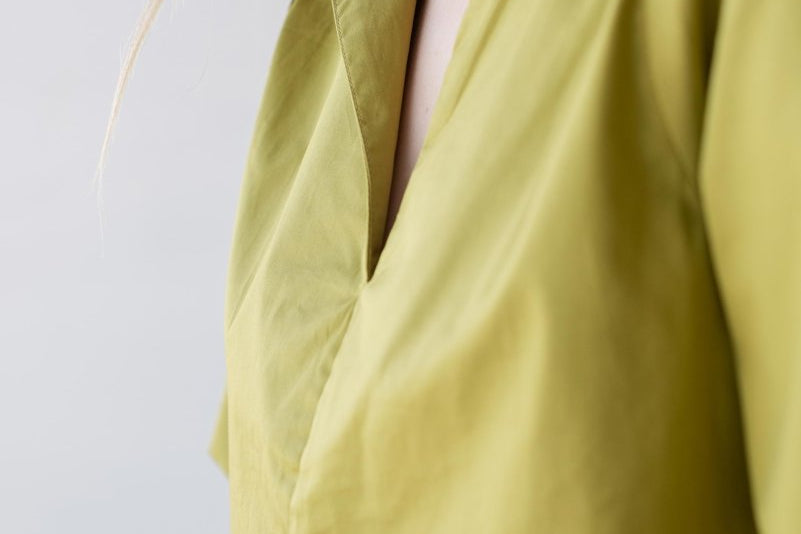 Organic Cotton Sleeved Top - Esse-Chartreuse-XXS-