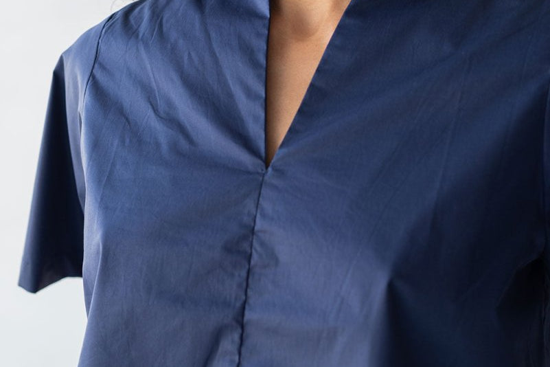 Organic Cotton Sleeved Top - Esse-Nautical Blue-XXS-