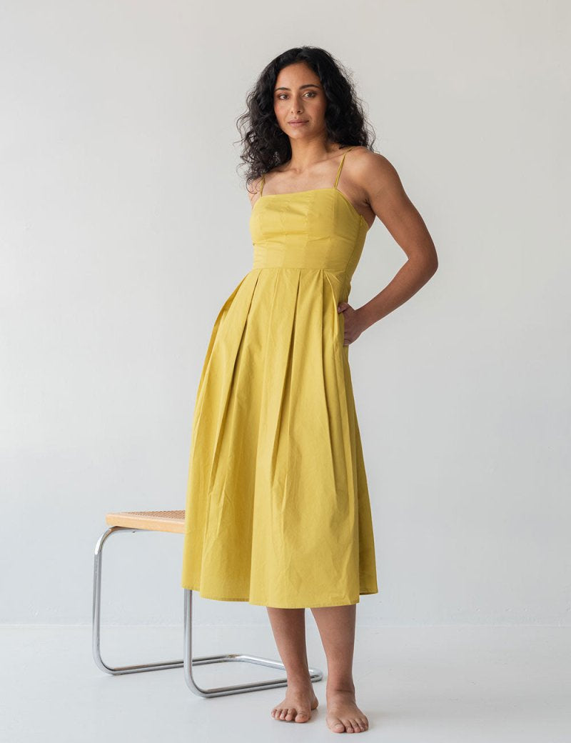 Picnic Fit and Flare Dress in Chartreuse - Esse-XXS--