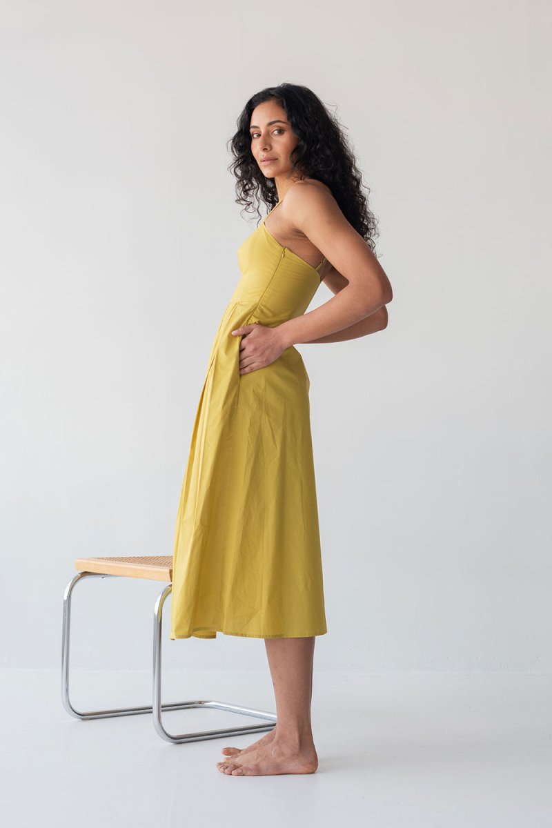 Picnic Fit and Flare Dress in Chartreuse - Esse-XXS--