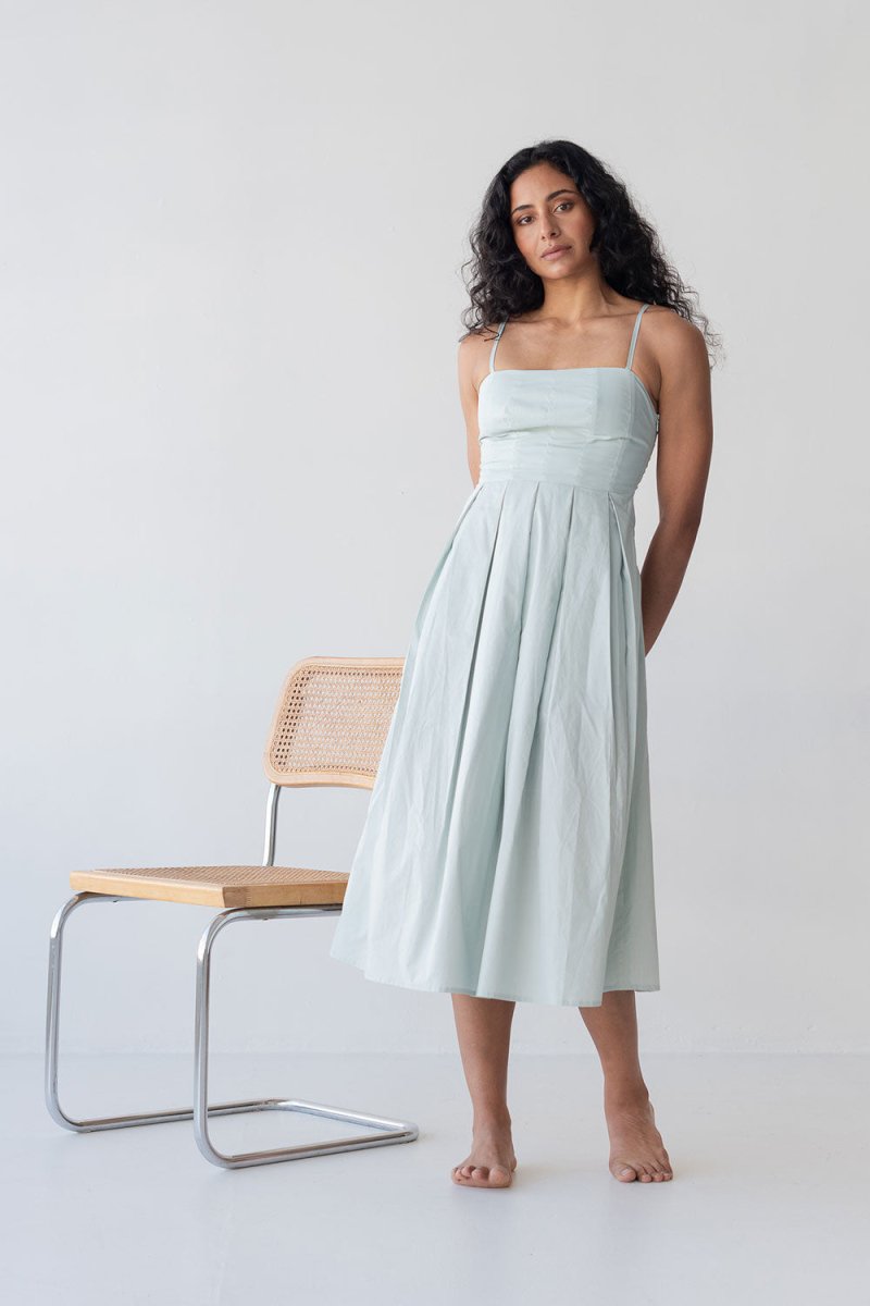 Picnic Fit and Flare Dress in Ice Blue - Esse-XXS--