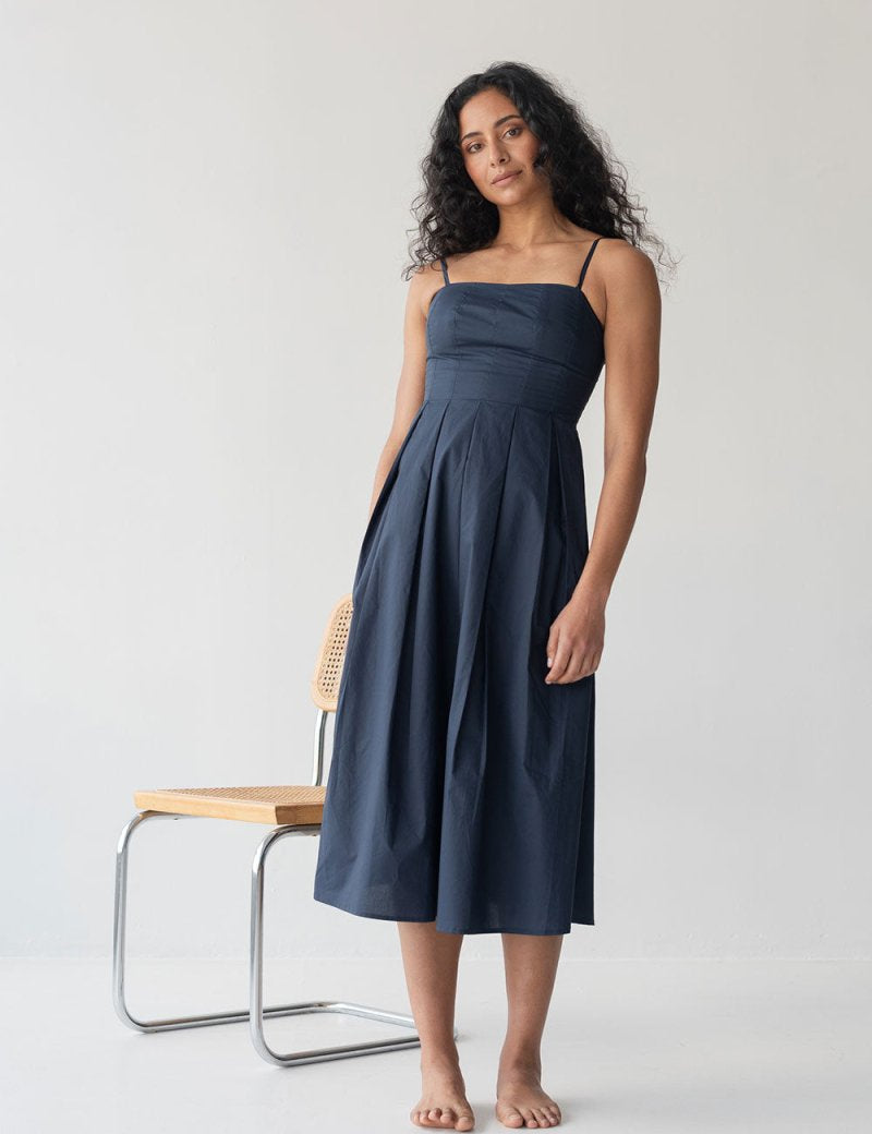 Picnic Fit and Flare Dress in Nautical Blue - Esse-XXS--