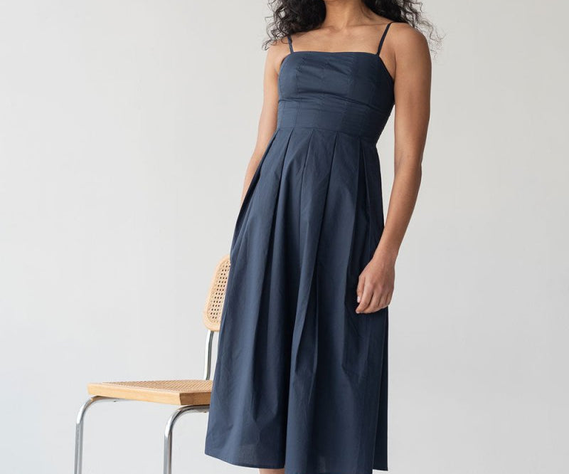 Picnic Fit and Flare Dress in Nautical Blue - Esse-XXS--