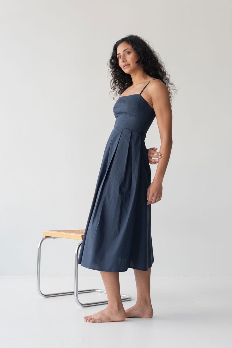 Picnic Fit and Flare Dress in Nautical Blue - Esse-XXS--