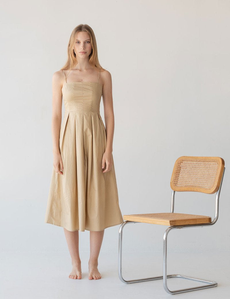 Picnic Fit and Flare Dress in Warm Sand - Esse-XXS--