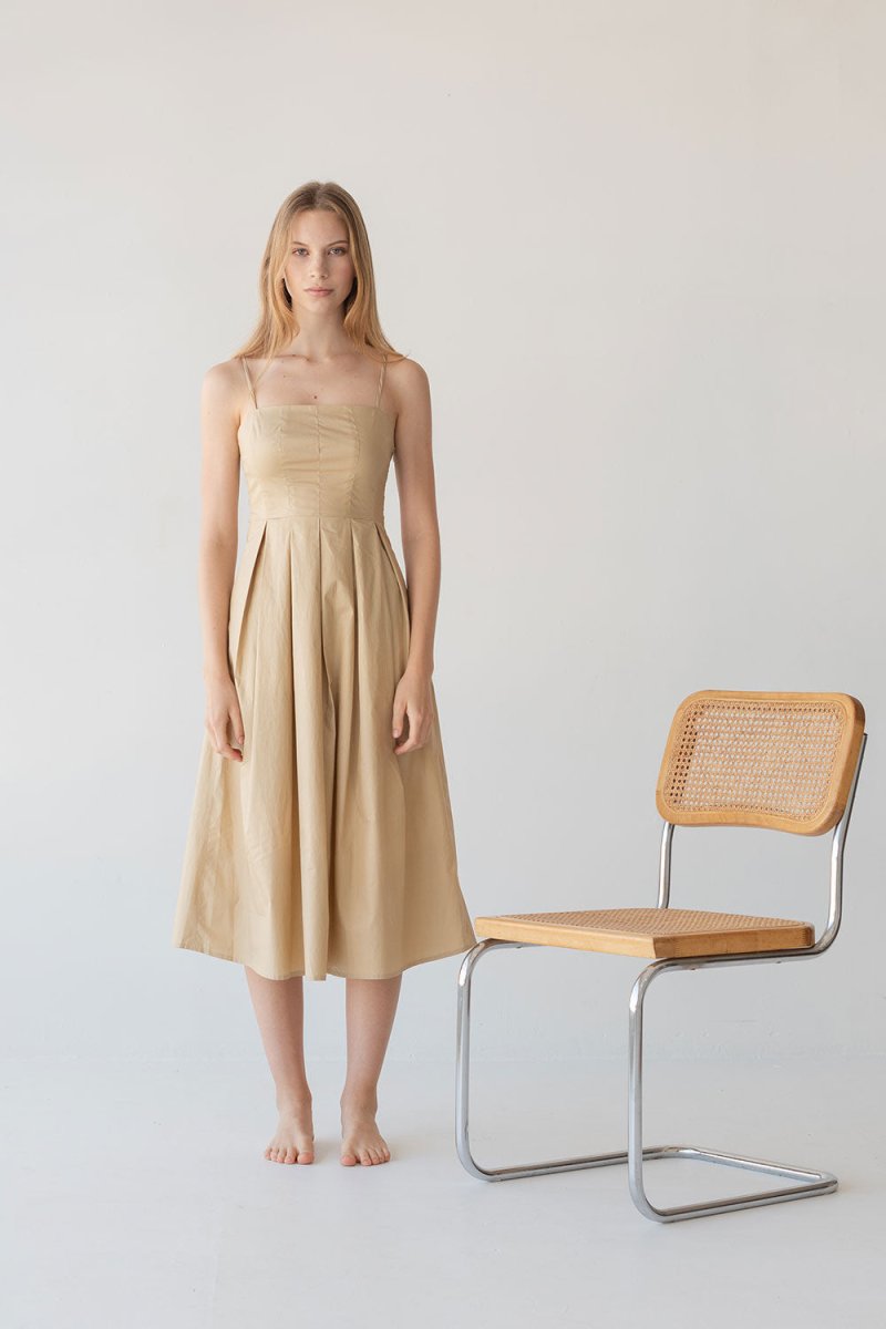 Picnic Fit and Flare Dress in Warm Sand - Esse-XXS--