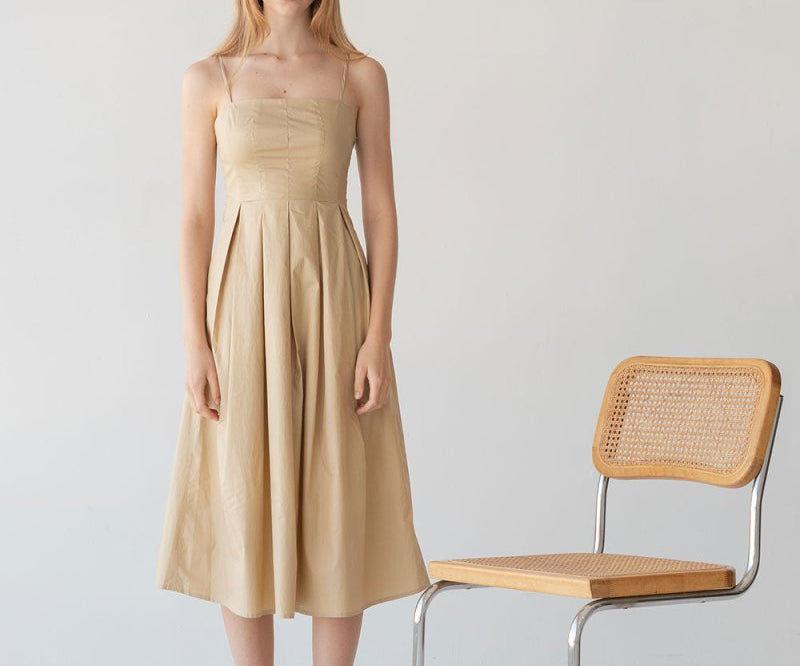 Picnic Fit and Flare Dress in Warm Sand - Esse-XXS--