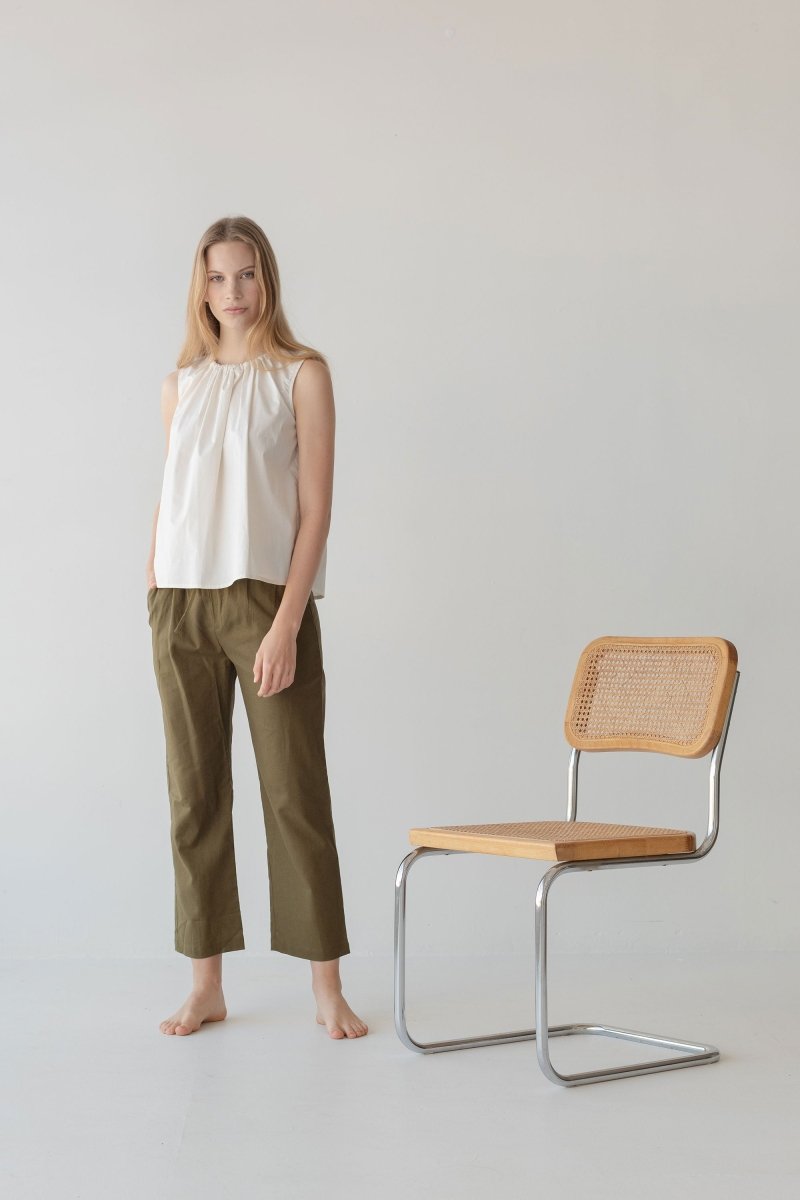 Relaxed Drawstring Capri - Esse-Olive-XXS-