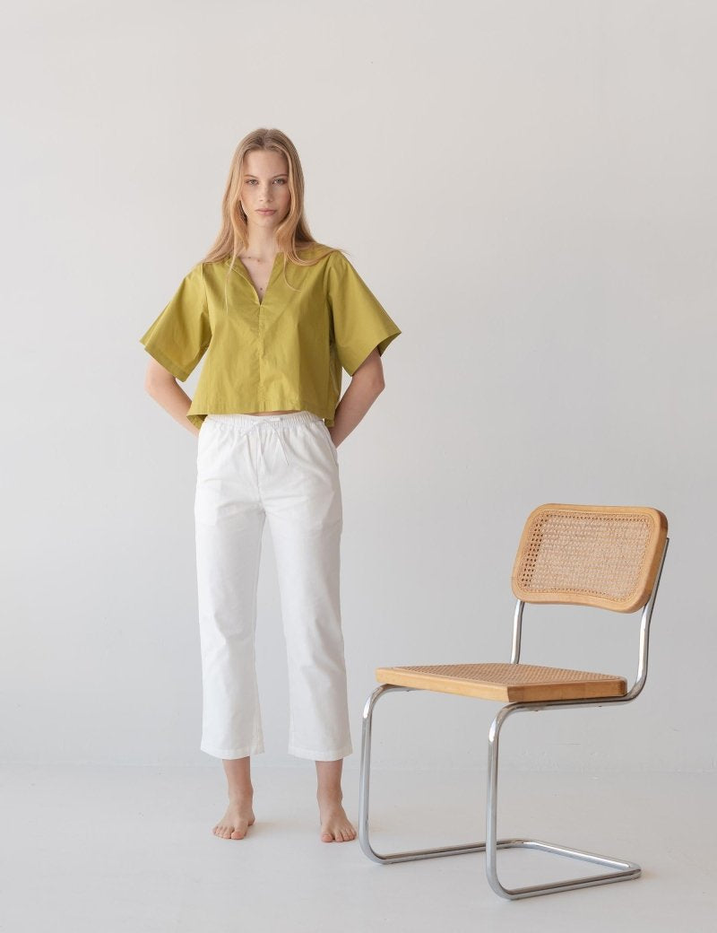 Relaxed Drawstring Capri - Esse-White-XXS-