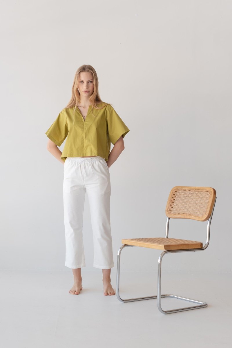 Relaxed Drawstring Capri - Esse-White-XXS-