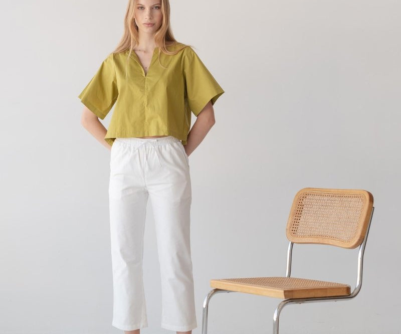 Relaxed Drawstring Capri - Esse-White-XXS-
