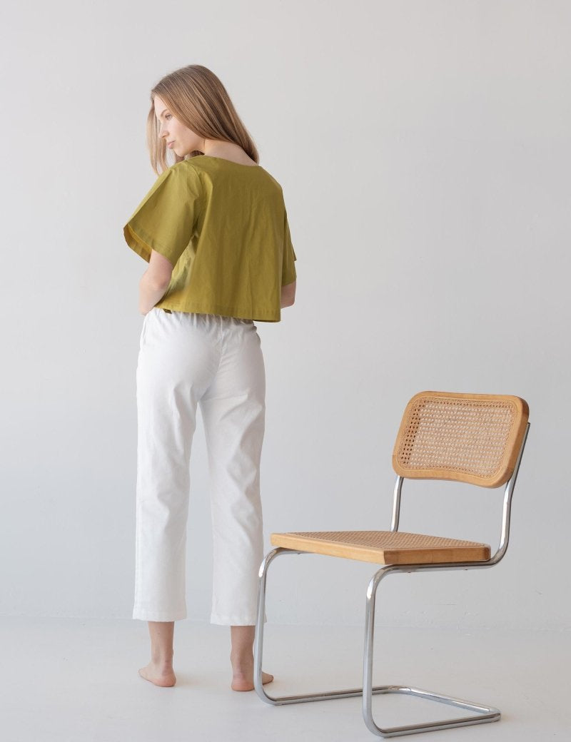 Relaxed Drawstring Capri - Esse-White-XXS-