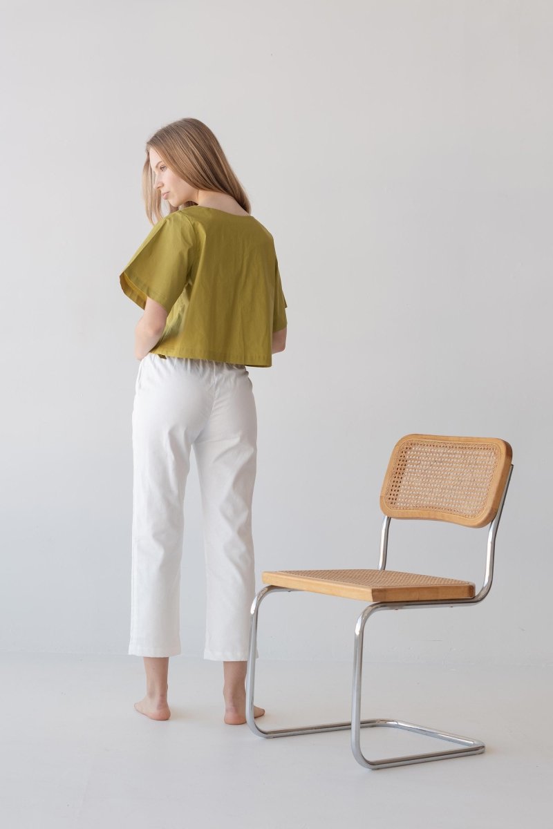 Relaxed Drawstring Capri - Esse-White-XXS-