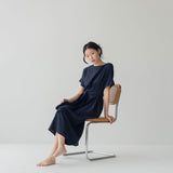 Relaxed Maxi Dress with Sleeves - Esse-Nautical Blue-XS-