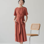 Relaxed Maxi Dress with Sleeves - Esse-Nautical Blue-XS-