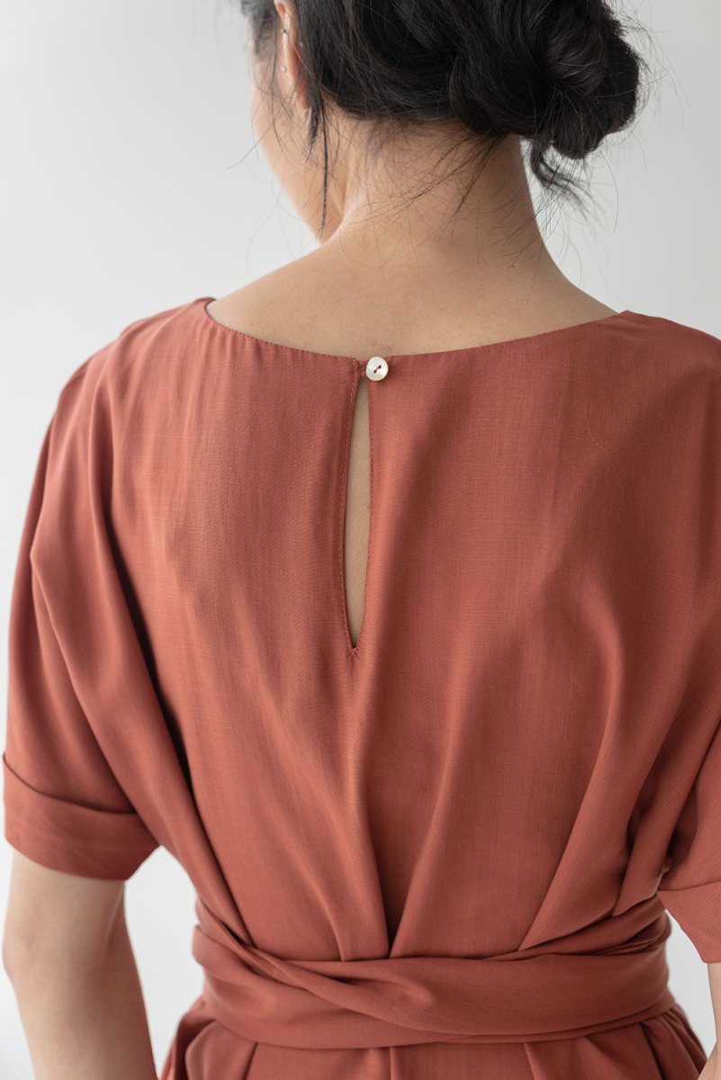 Relaxed Maxi Dress with Sleeves - Esse-Nautical Blue-XS-