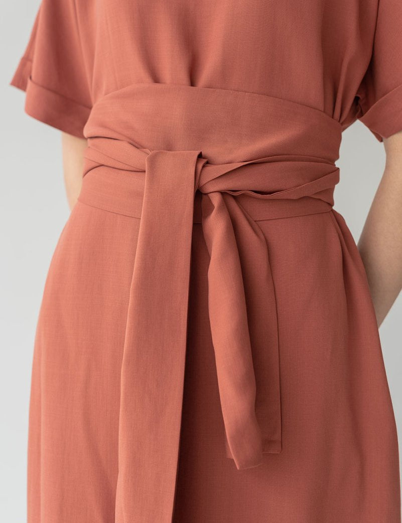 Relaxed Maxi Dress with Sleeves - Esse-Nautical Blue-XS-