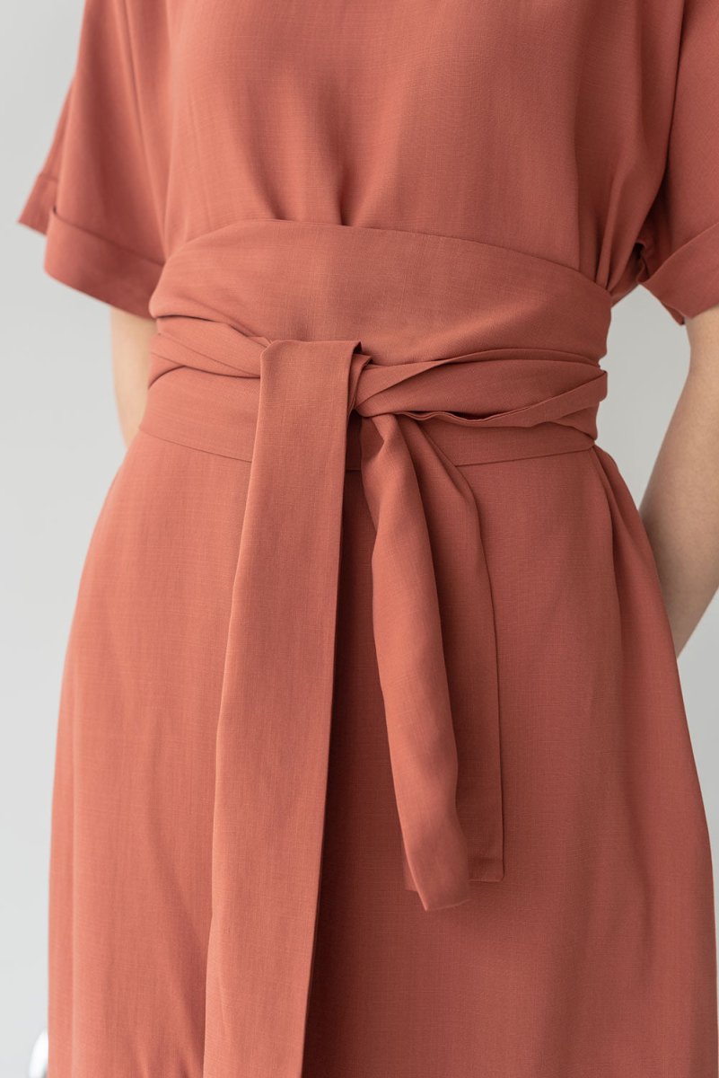 Relaxed Maxi Dress with Sleeves - Esse-Nautical Blue-XS-