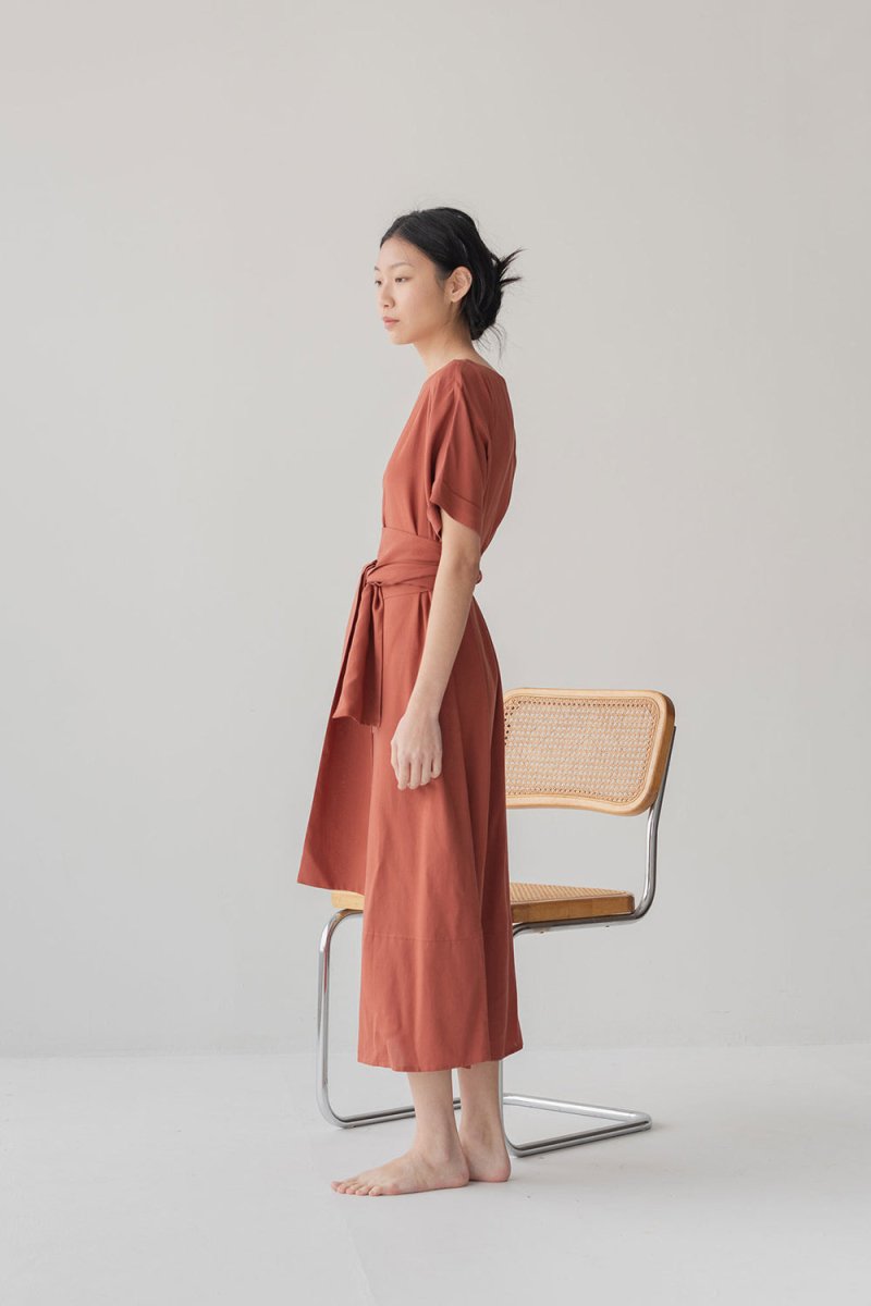 Relaxed Maxi Dress with Sleeves - Esse-Nautical Blue-XS-