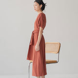 Relaxed Maxi Dress with Sleeves - Esse-Nautical Blue-XS-